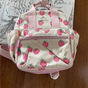 Itzy Ritzy Strawberry Print Kids Backpack - Pink & Cream